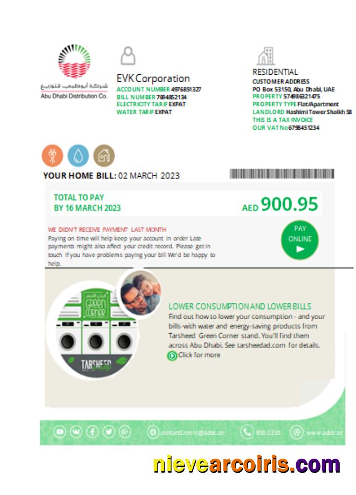 Abu Dhabi Distribution water utility business bill